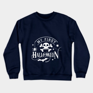 My first Halloween Vintage Halloween floral ghost graphic costume | Dark Colors Crewneck Sweatshirt